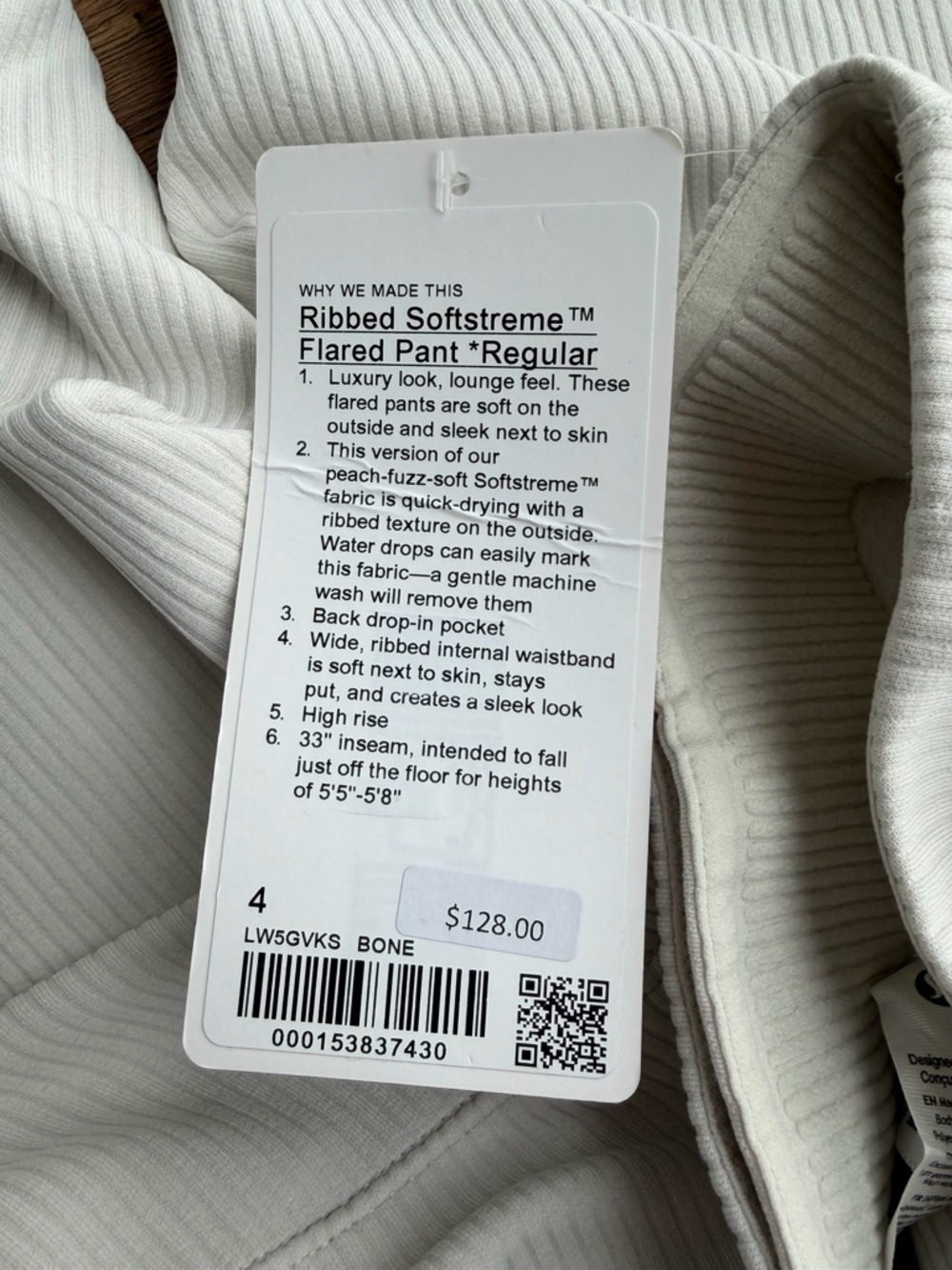 NWT Lululemon Ribbed Softstreme Flared Pant Bone Size 4 High Rise - Picture 8 of 9